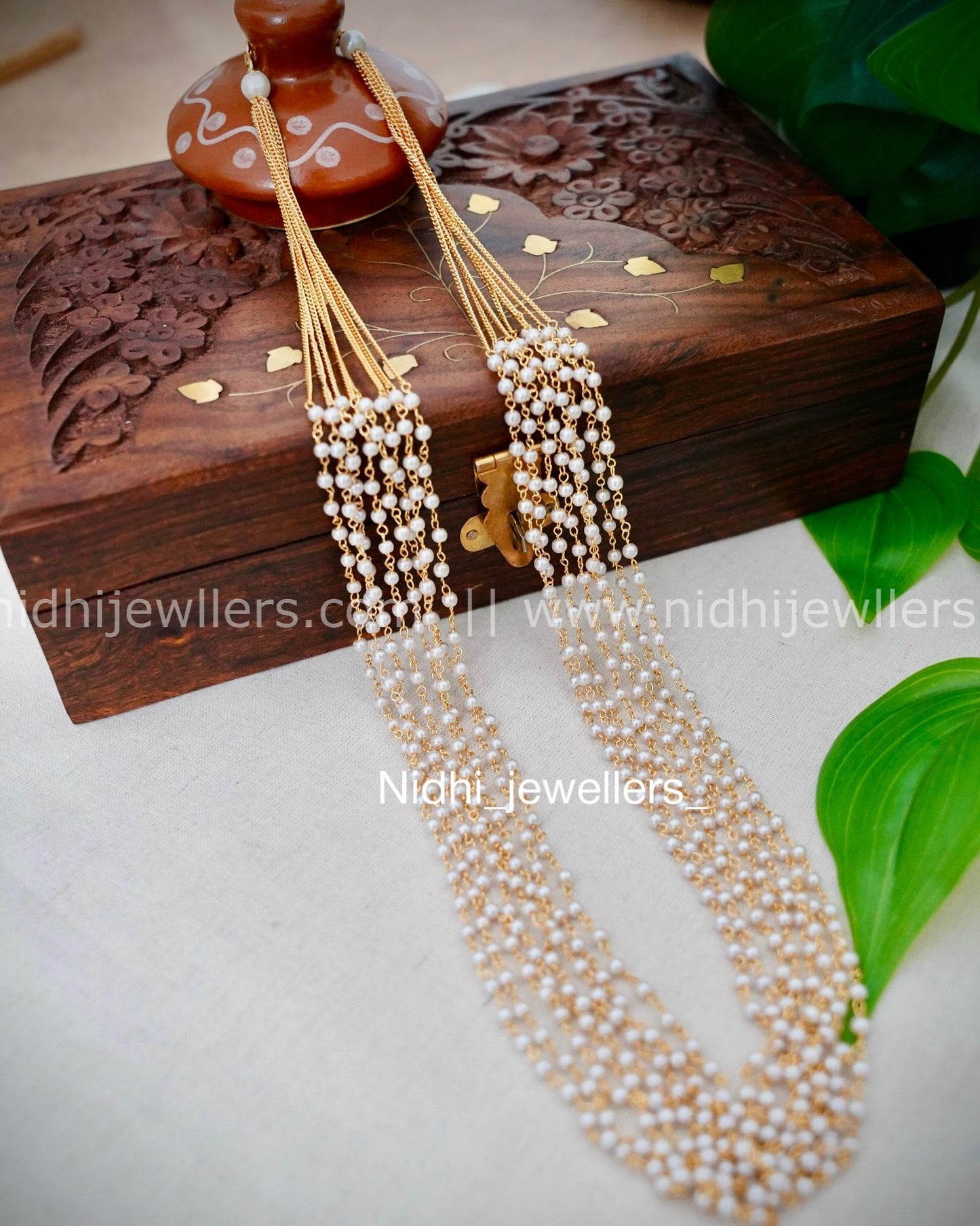 Premium white beads layered necklace (8 layers )