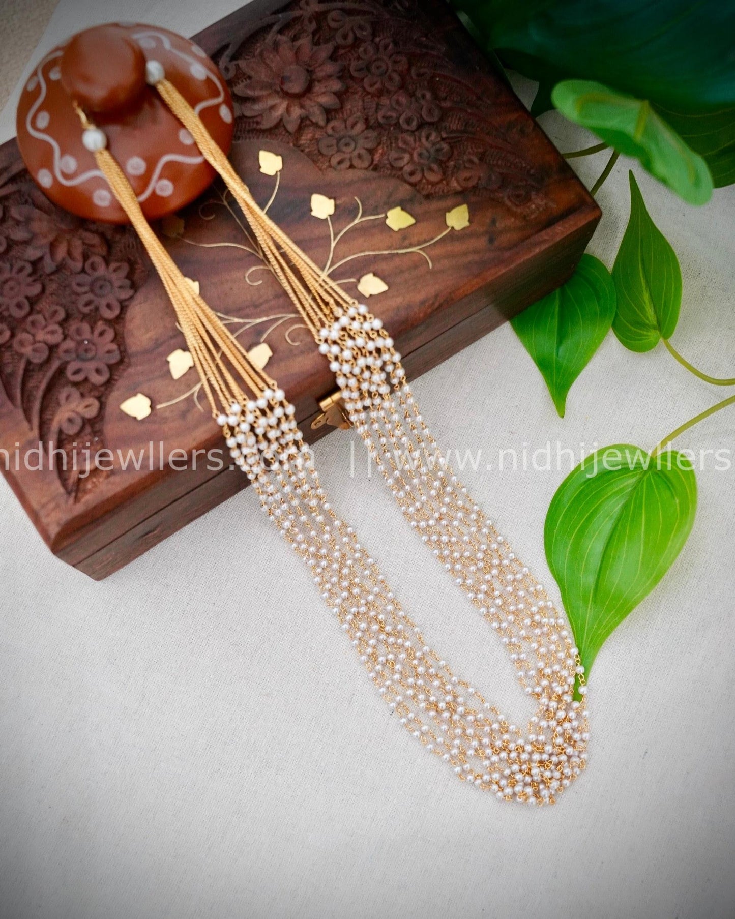 Premium white beads layered necklace (8 layers )
