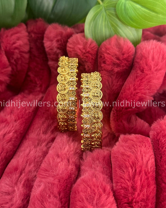 Premium kashu Bangles with white stones -(Coin bangles)