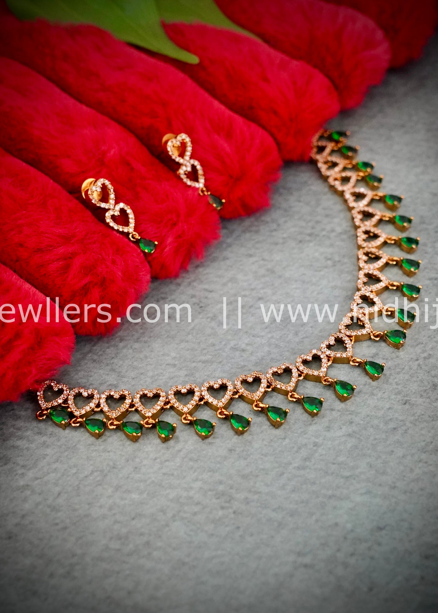 AD green stones premium necklace