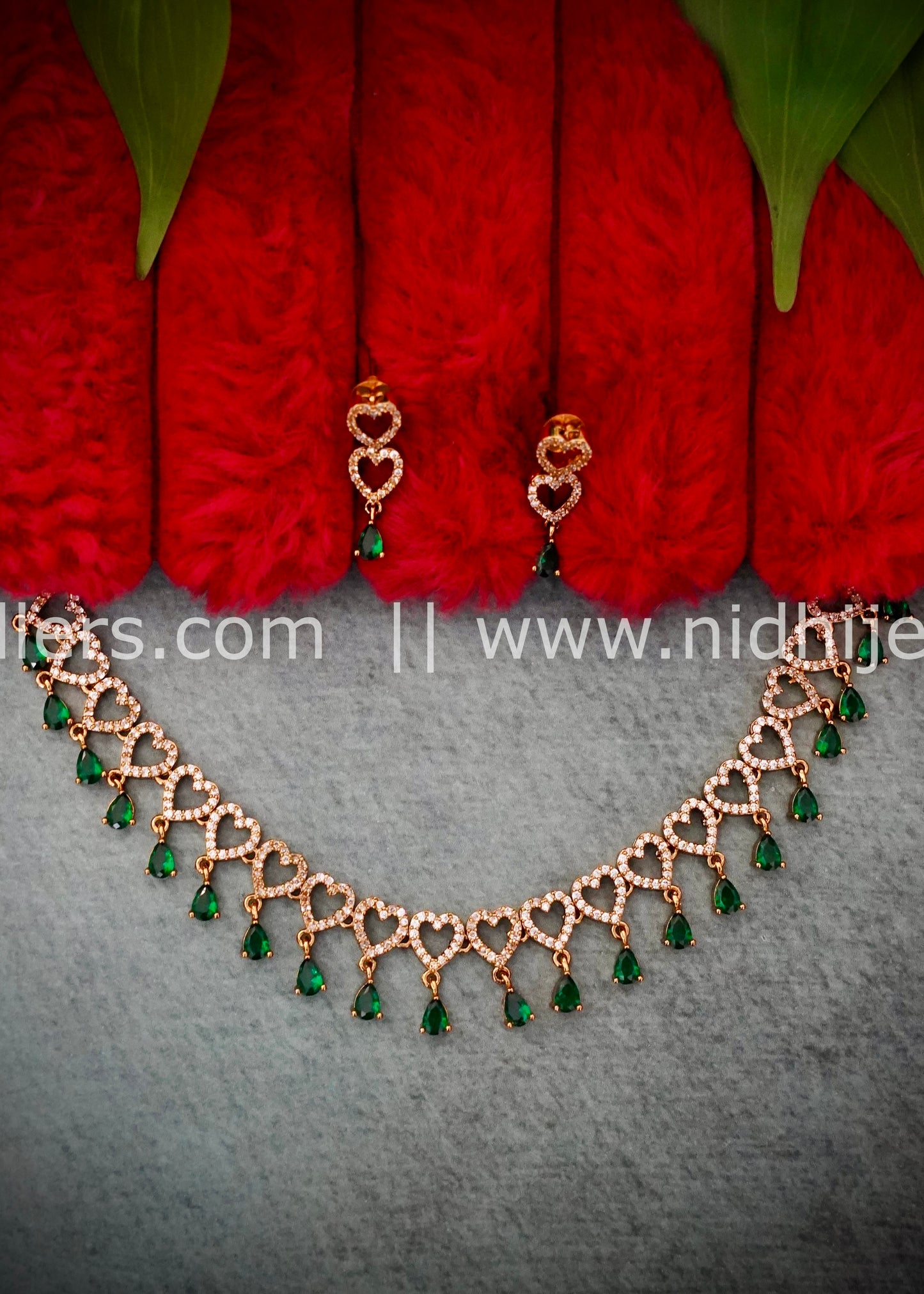 AD green stones premium necklace