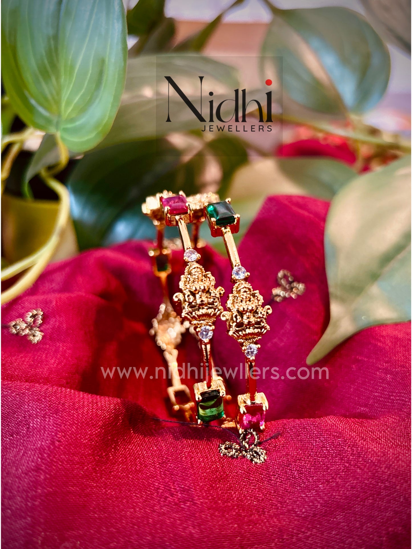 Lakshmi multi colour stone Bangles (Set of 2)