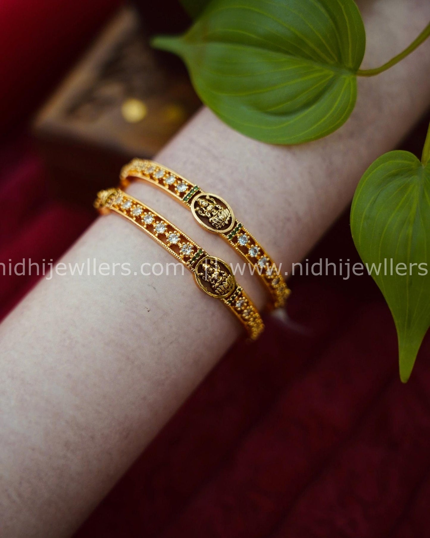 Premium Lakshmi Bangles with white stones