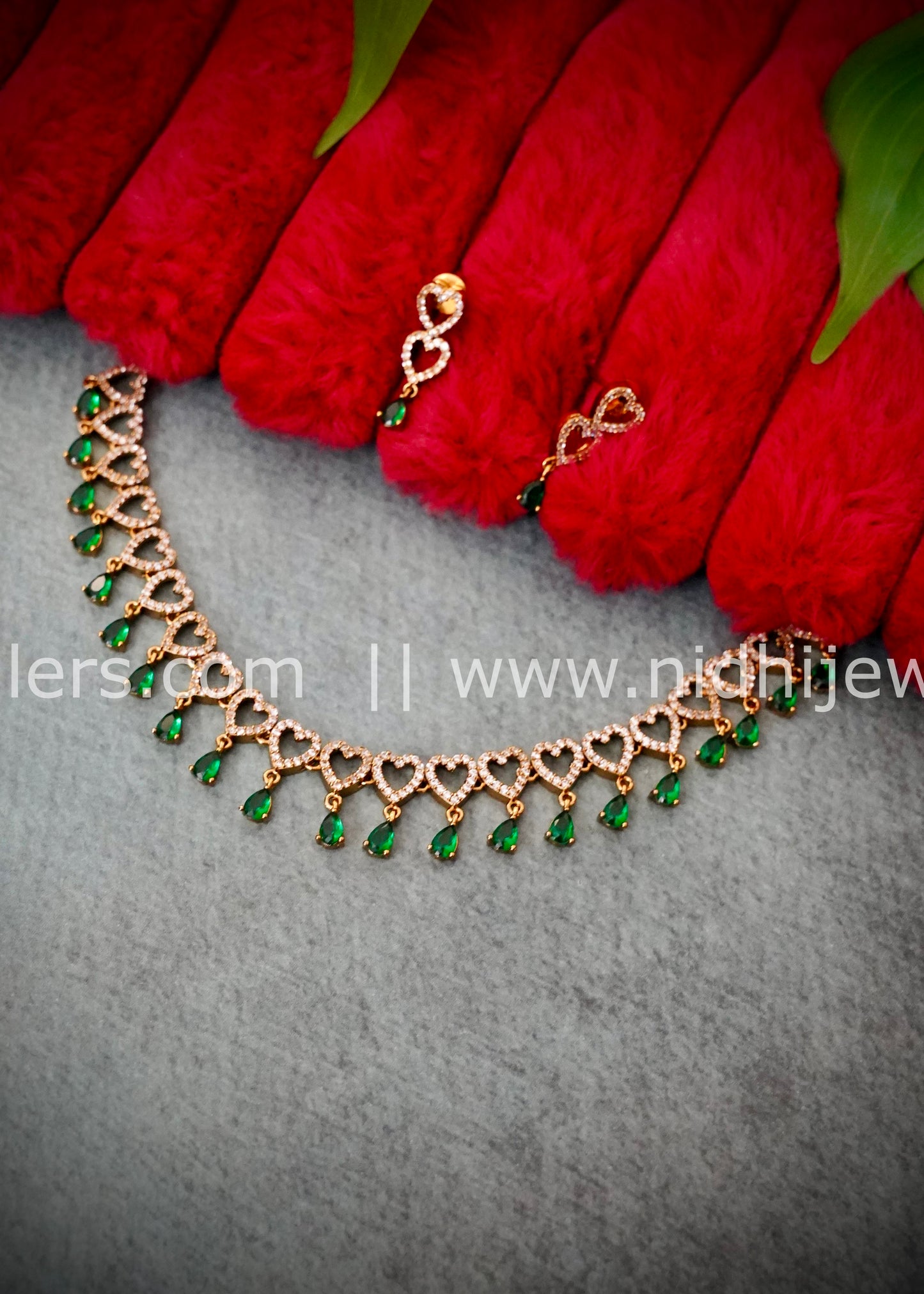 AD green stones premium necklace