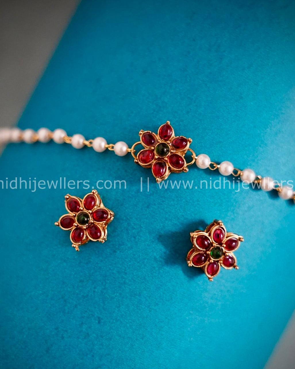 Single line white beads choker