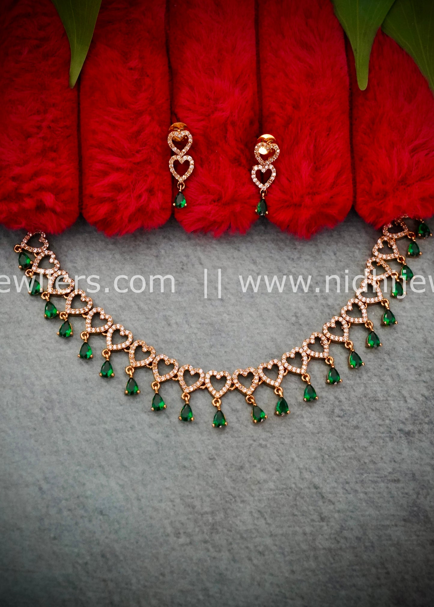 AD green stones premium necklace