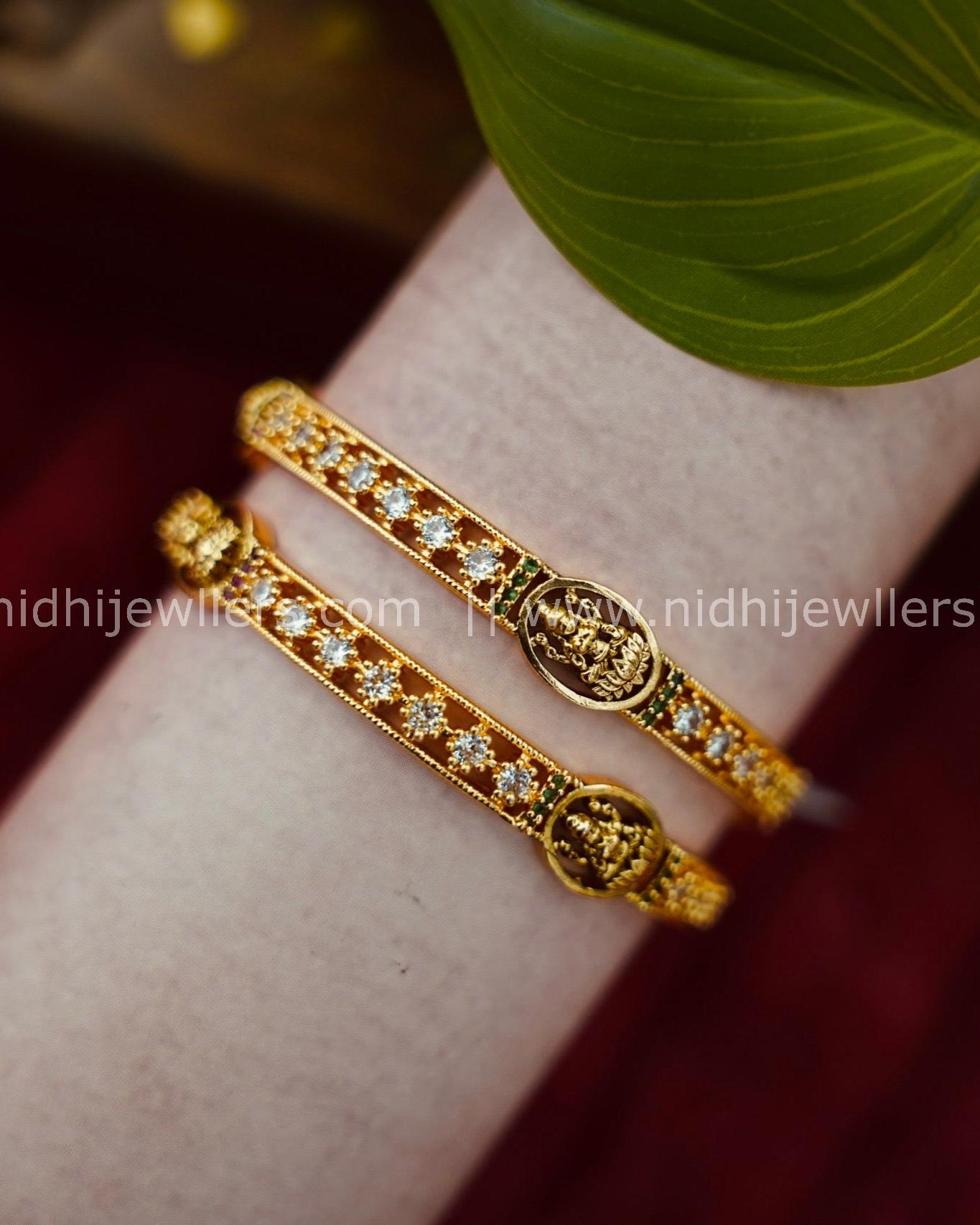 Premium Lakshmi Bangles with white stones