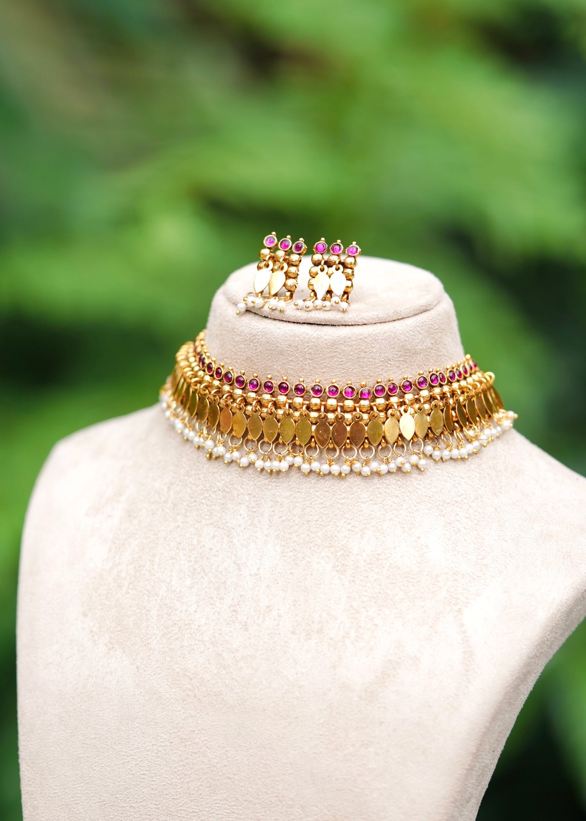Antique Ruby Kemp & Pearl Elakkathali Choker Set – Chandra