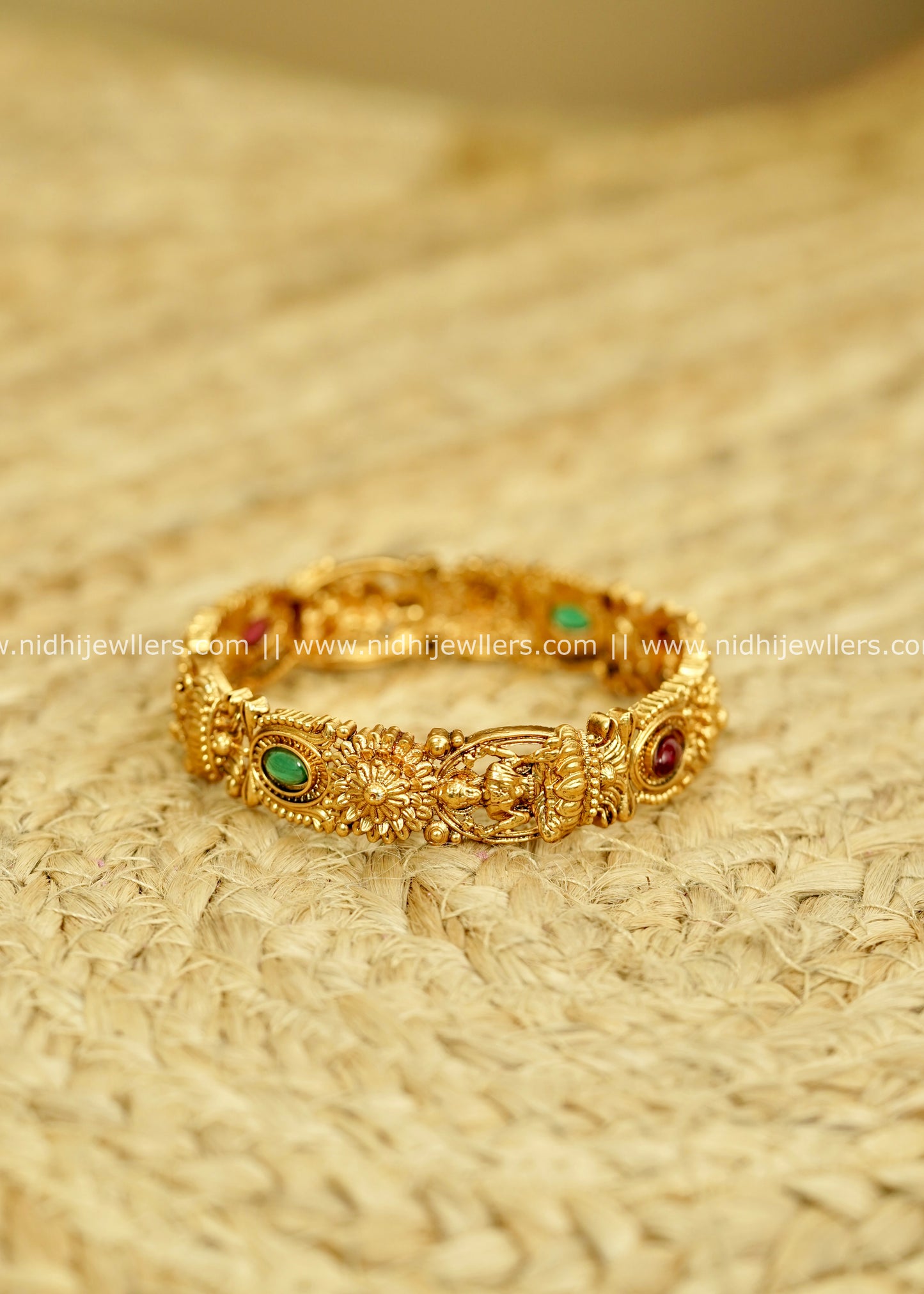 Antique Gold-Finish Festive Lakshmi Temple Kada Bangle - Priya