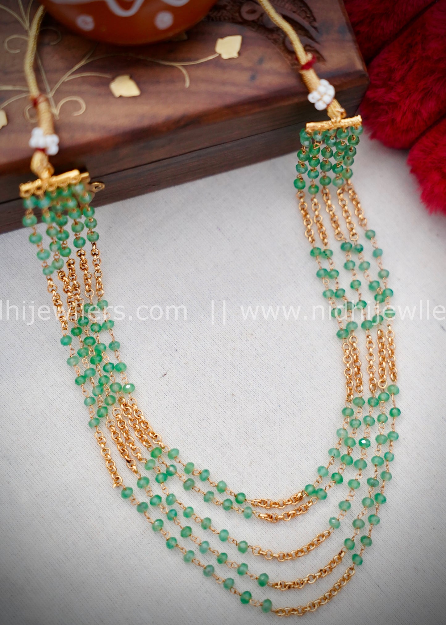 Premium Green beads layered neck chain