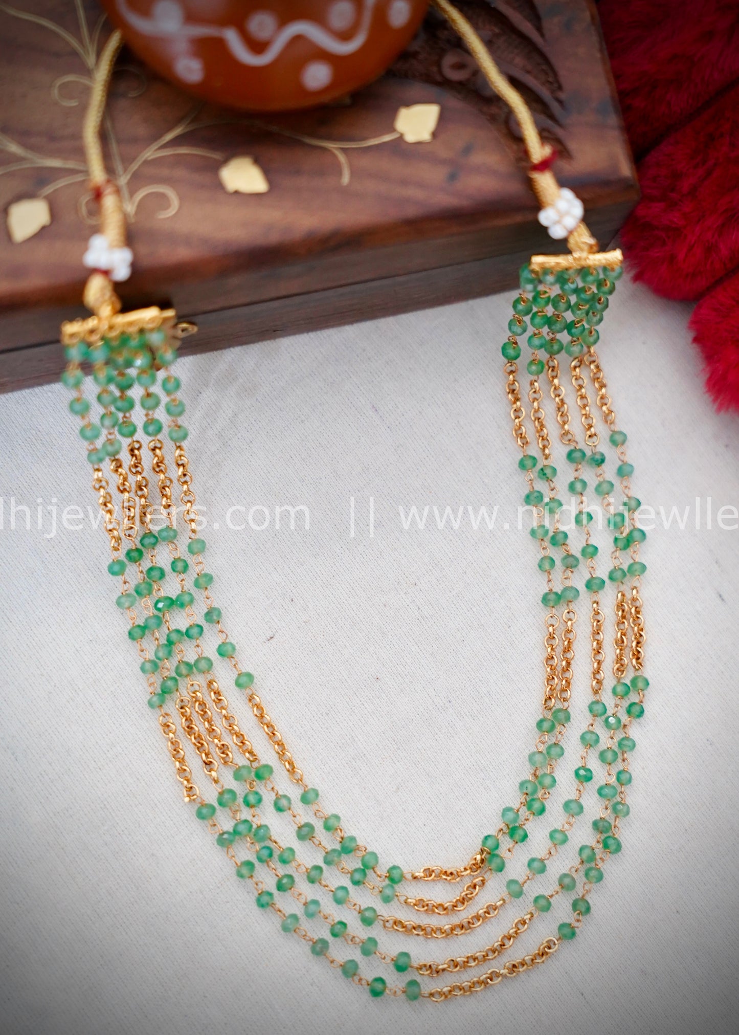 Premium Green beads layered neck chain