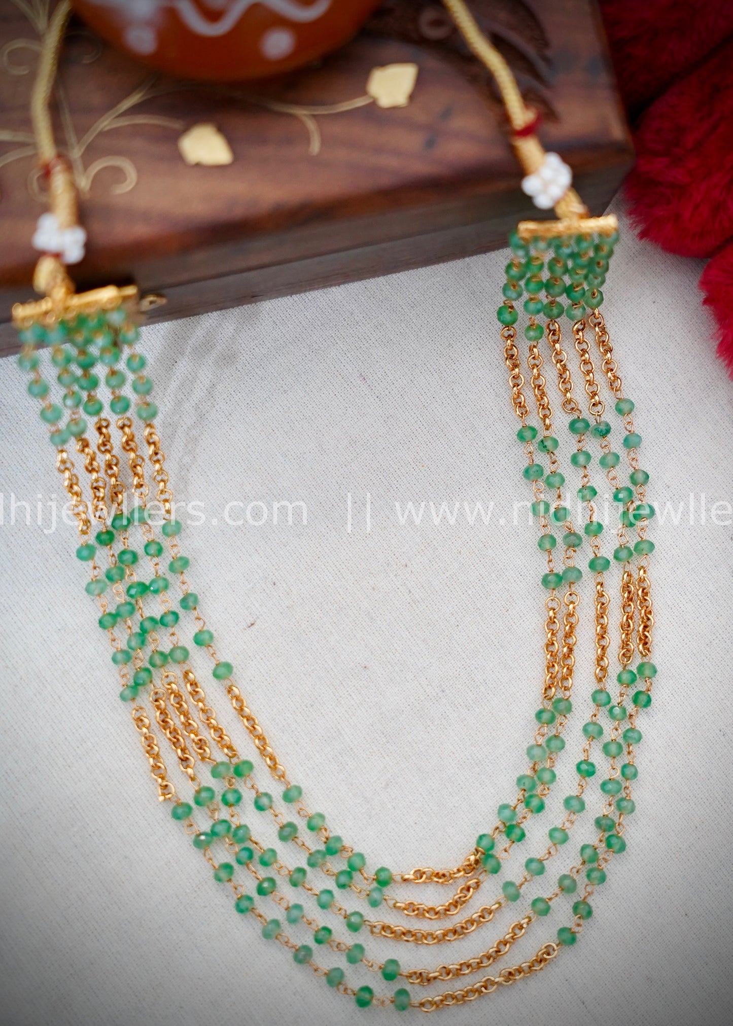 Premium Green beads layered neck chain