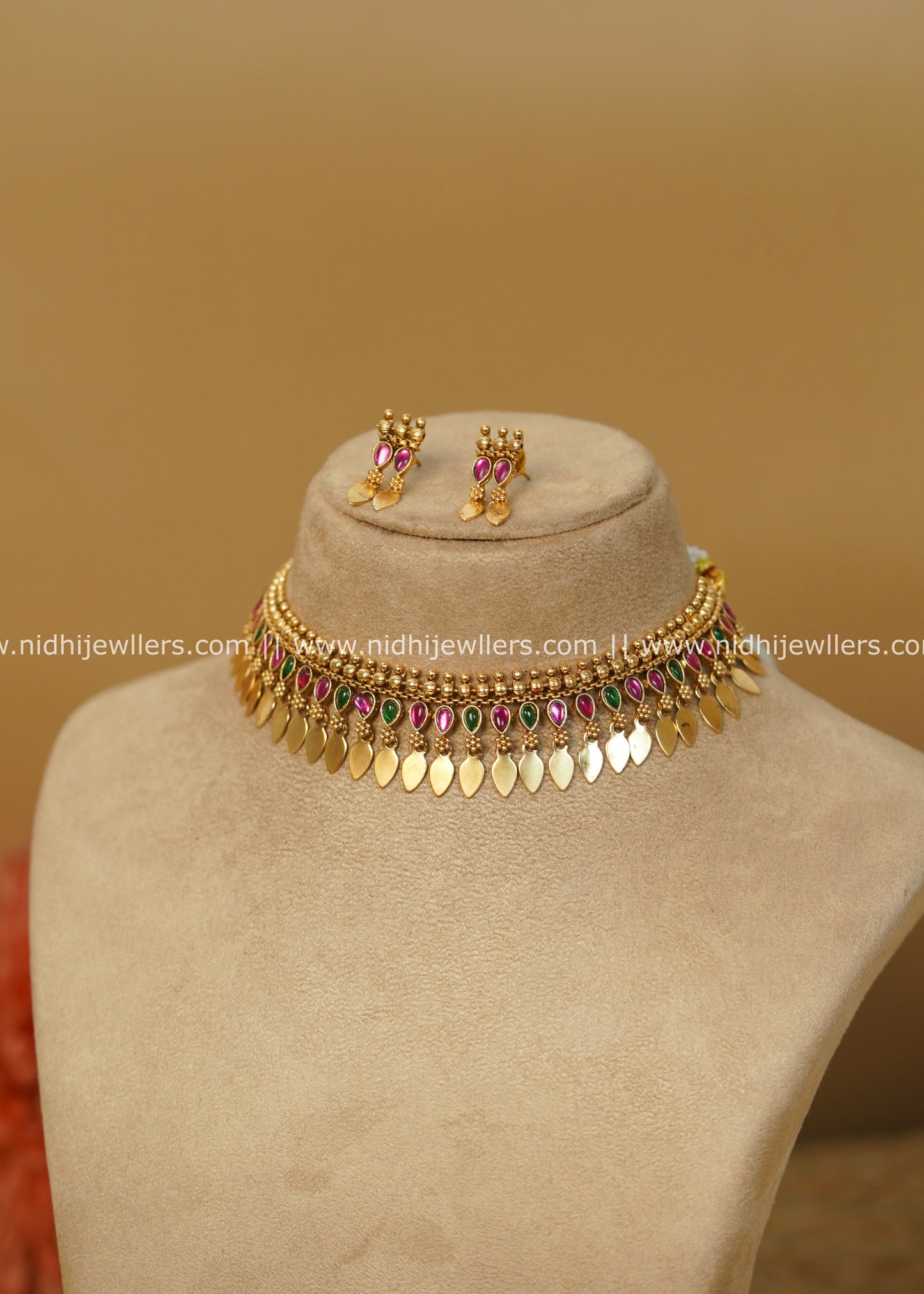 Antique Multi-Color Elakkathali Choker Set - Yami
