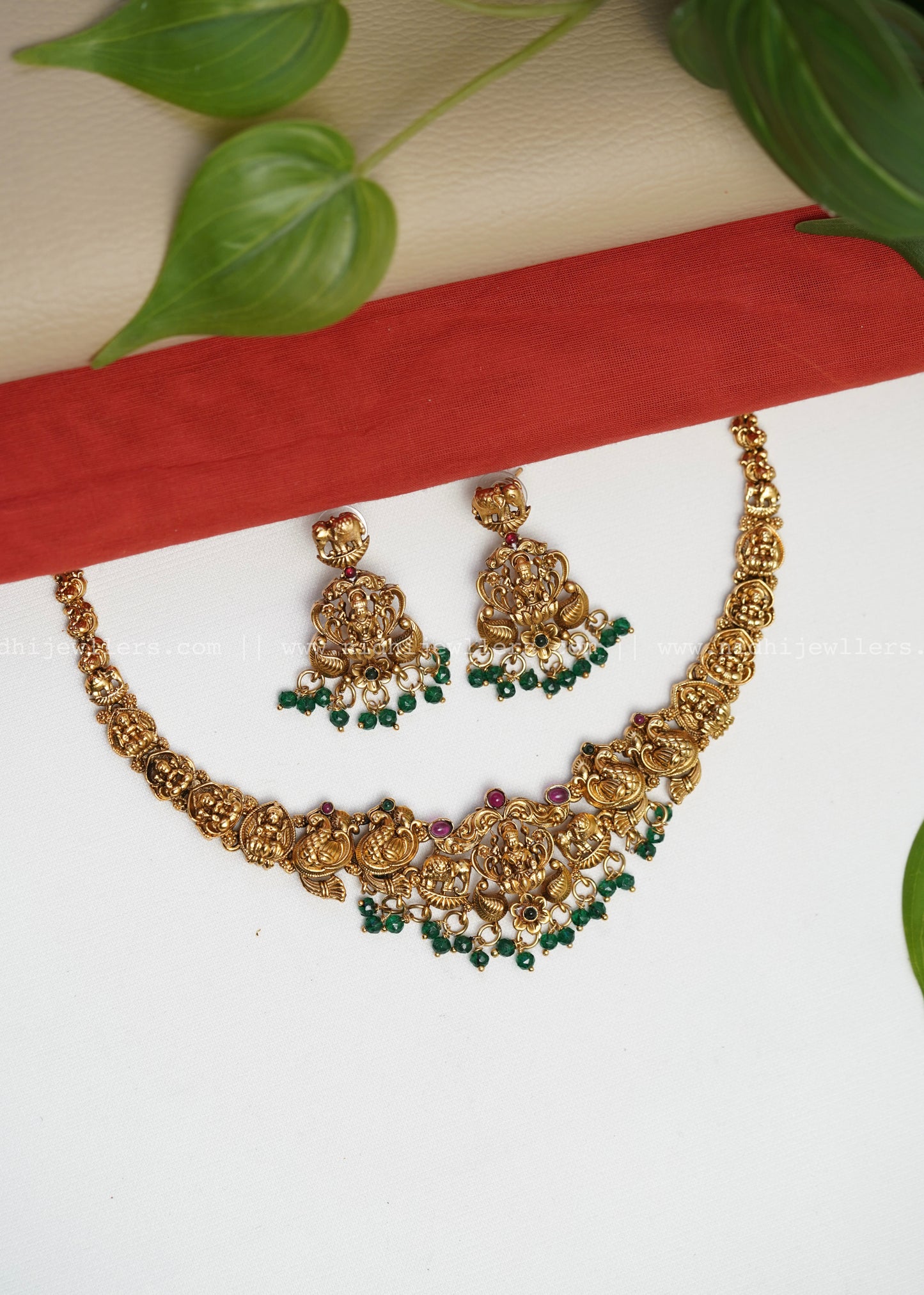 Lakshmi necklace -Mandaram (Green)
