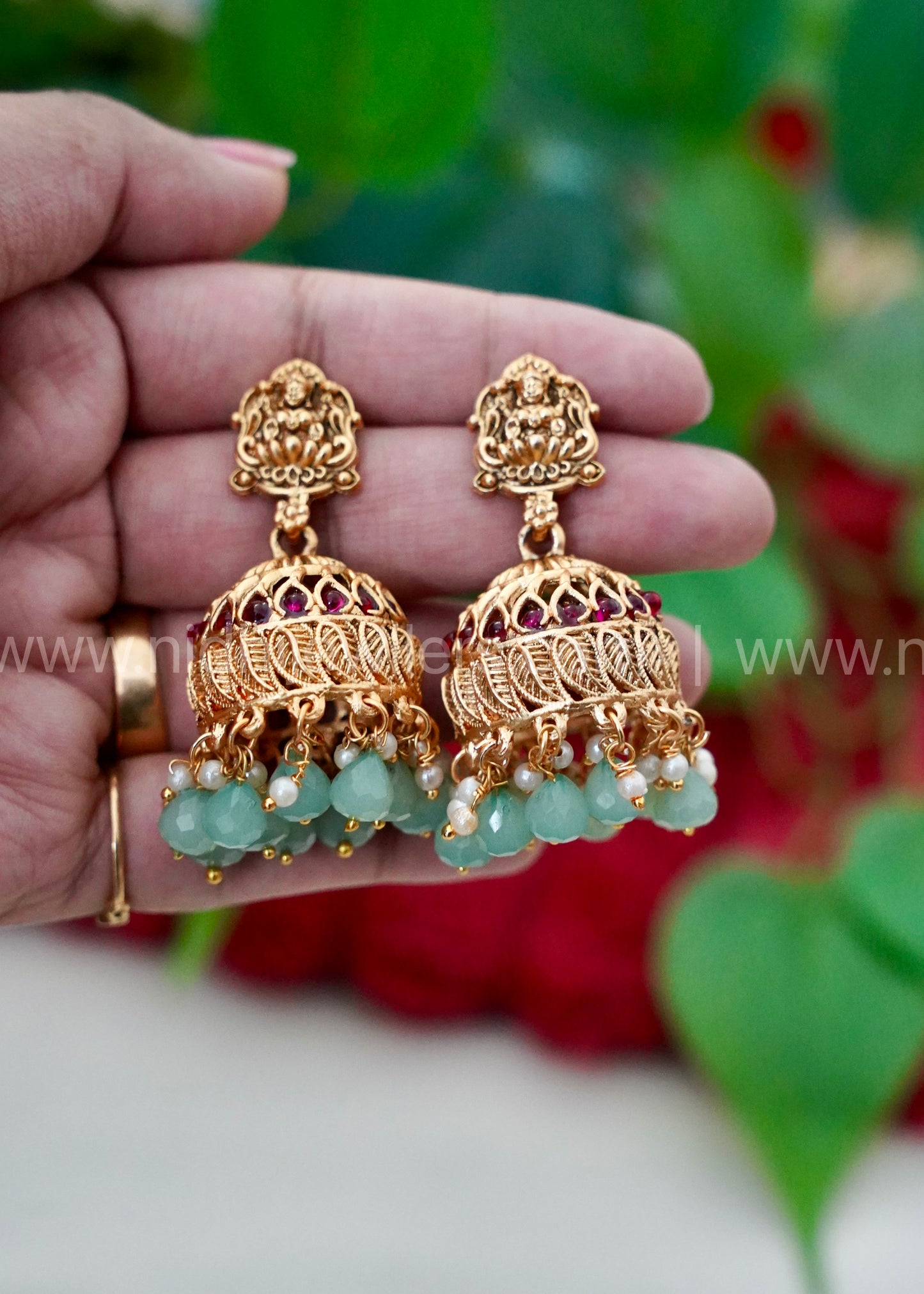 Lakshmi Jhumka mint green