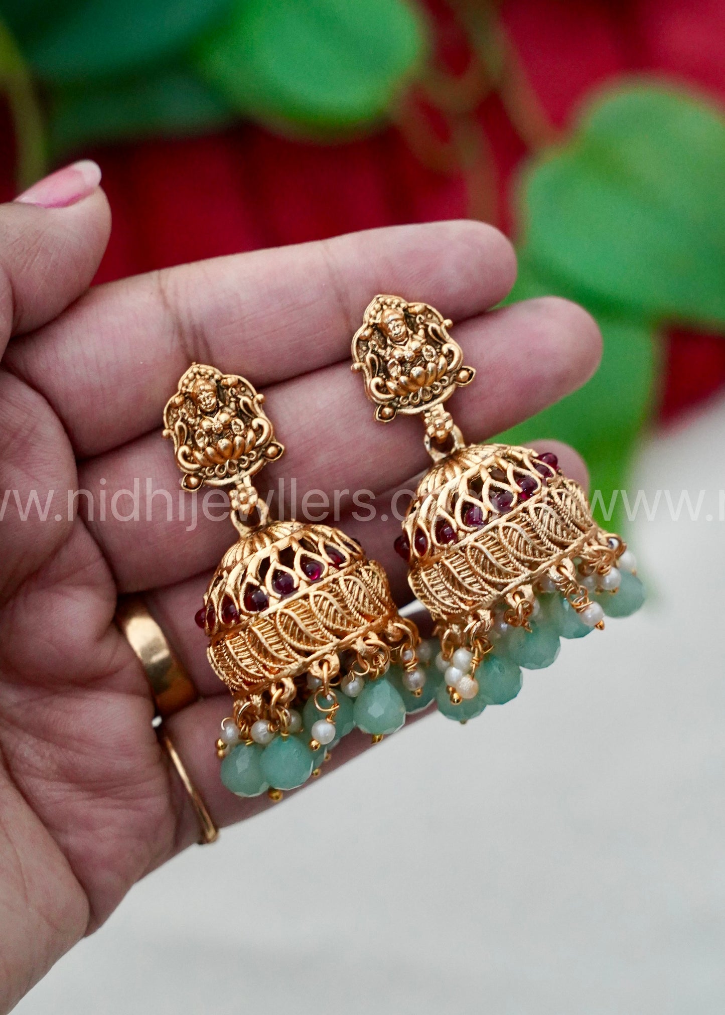 Lakshmi Jhumka mint green
