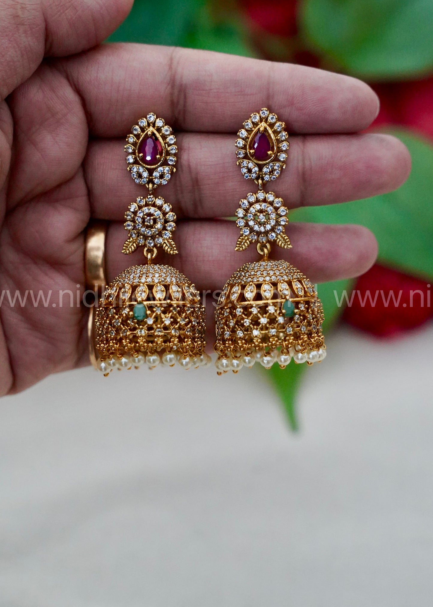 Premium ad stone jhumka