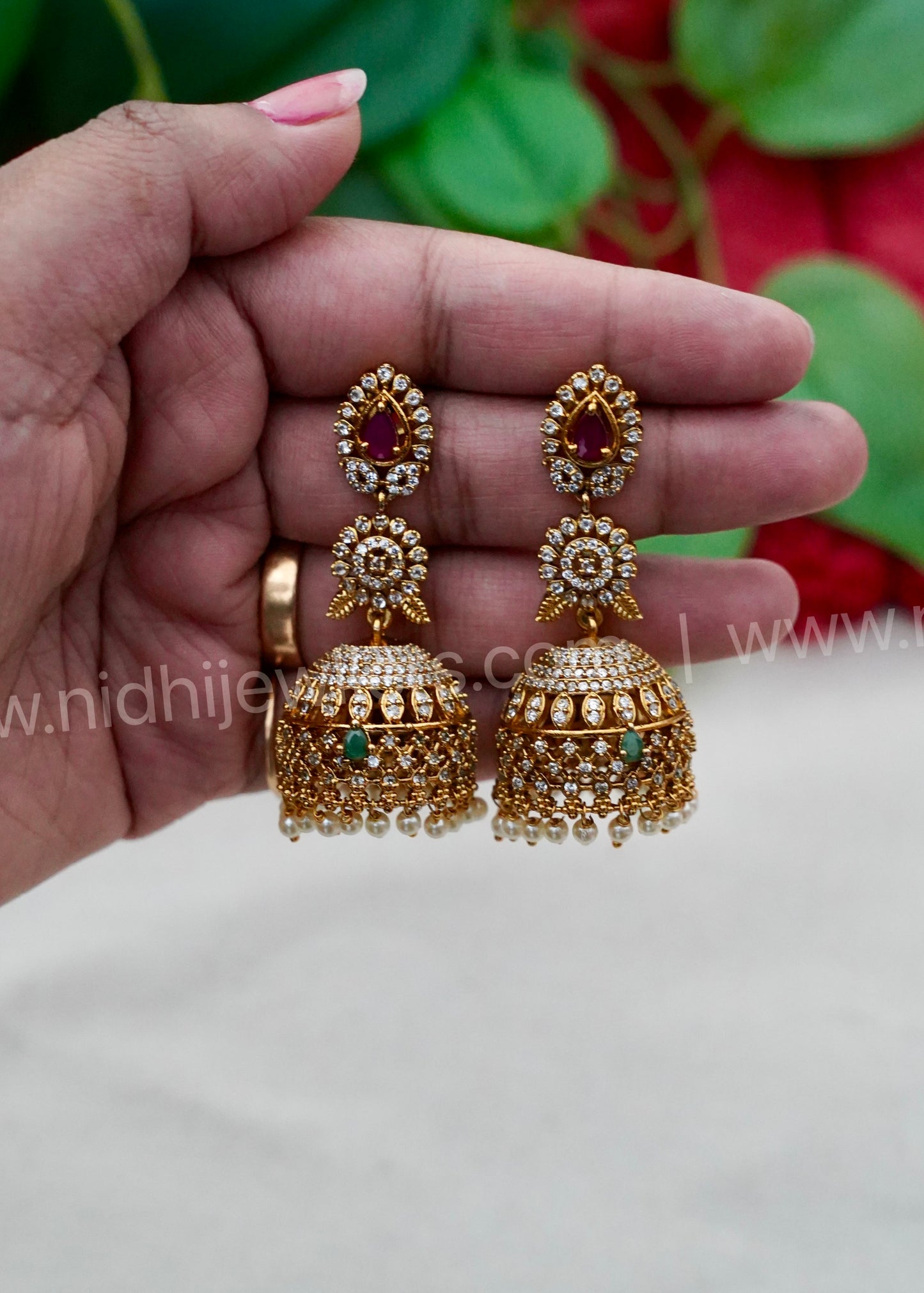 Premium ad stone jhumka
