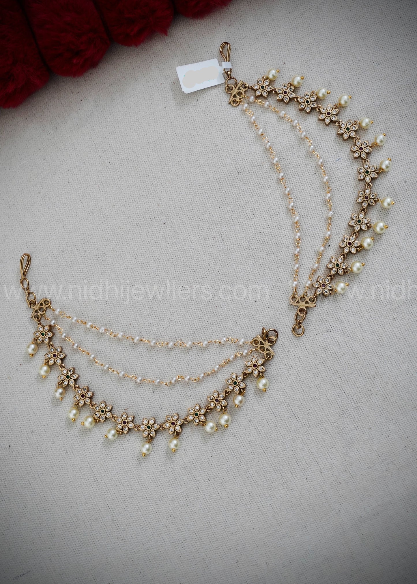 Premium mattil 3 layered with white pearls