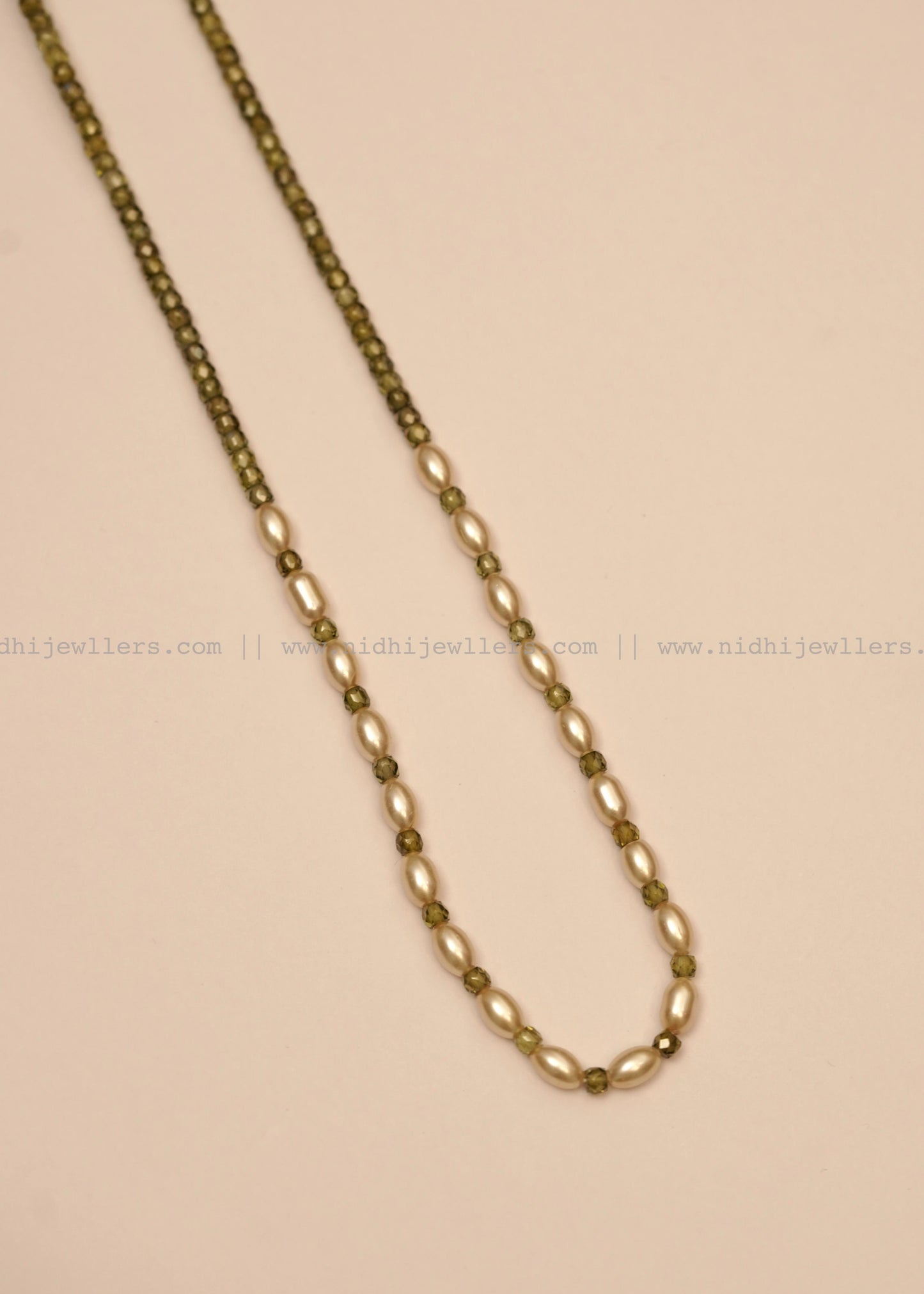 Minimalist Crystal and Rice Pearl Single-Strand Mala Necklace- Anvi