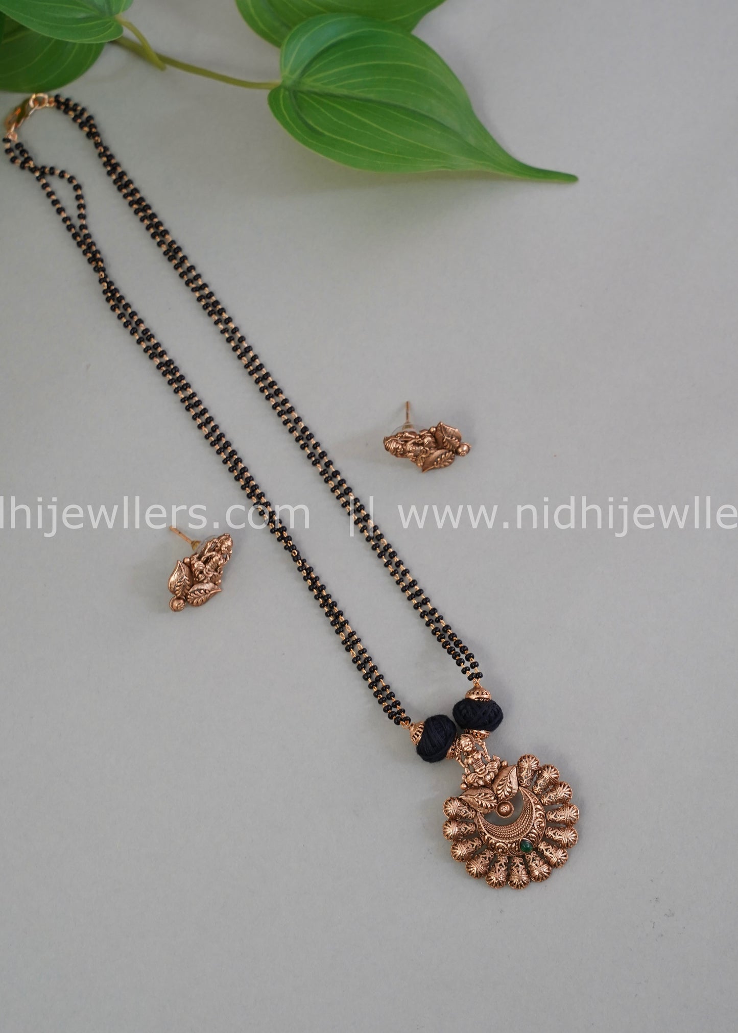 Black beads lakshmi neck piece