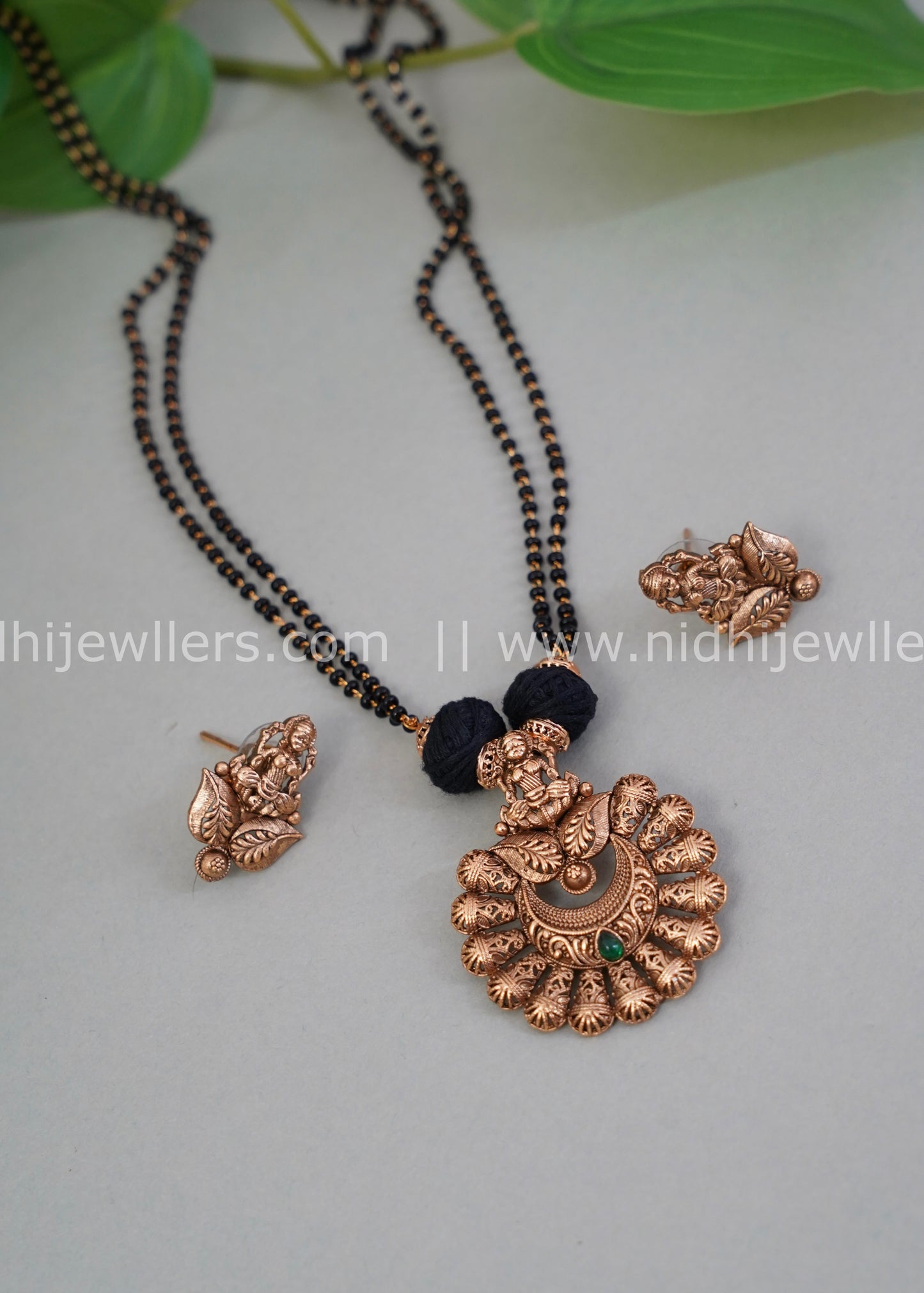 Black beads lakshmi neck piece