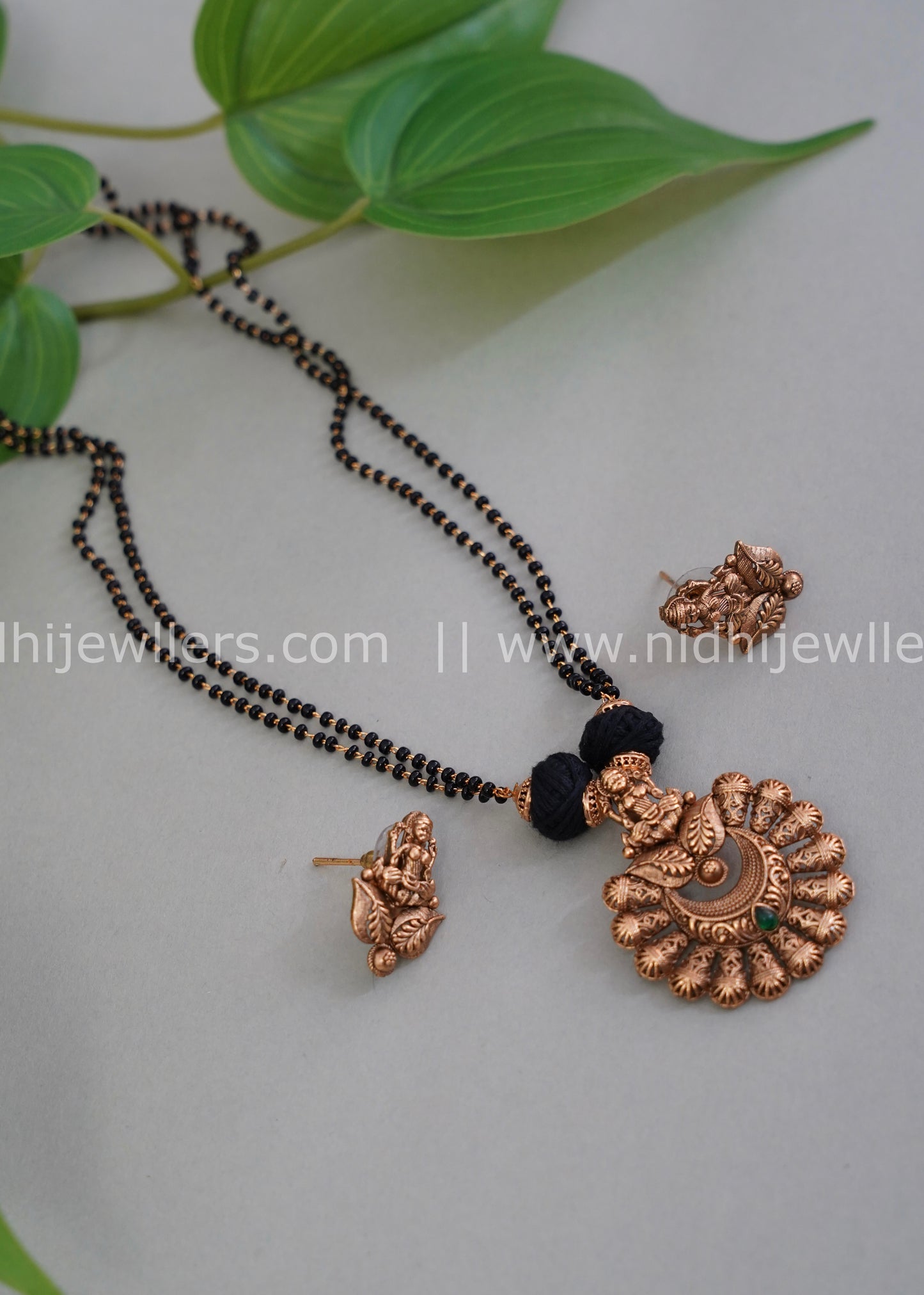 Black beads lakshmi neck piece