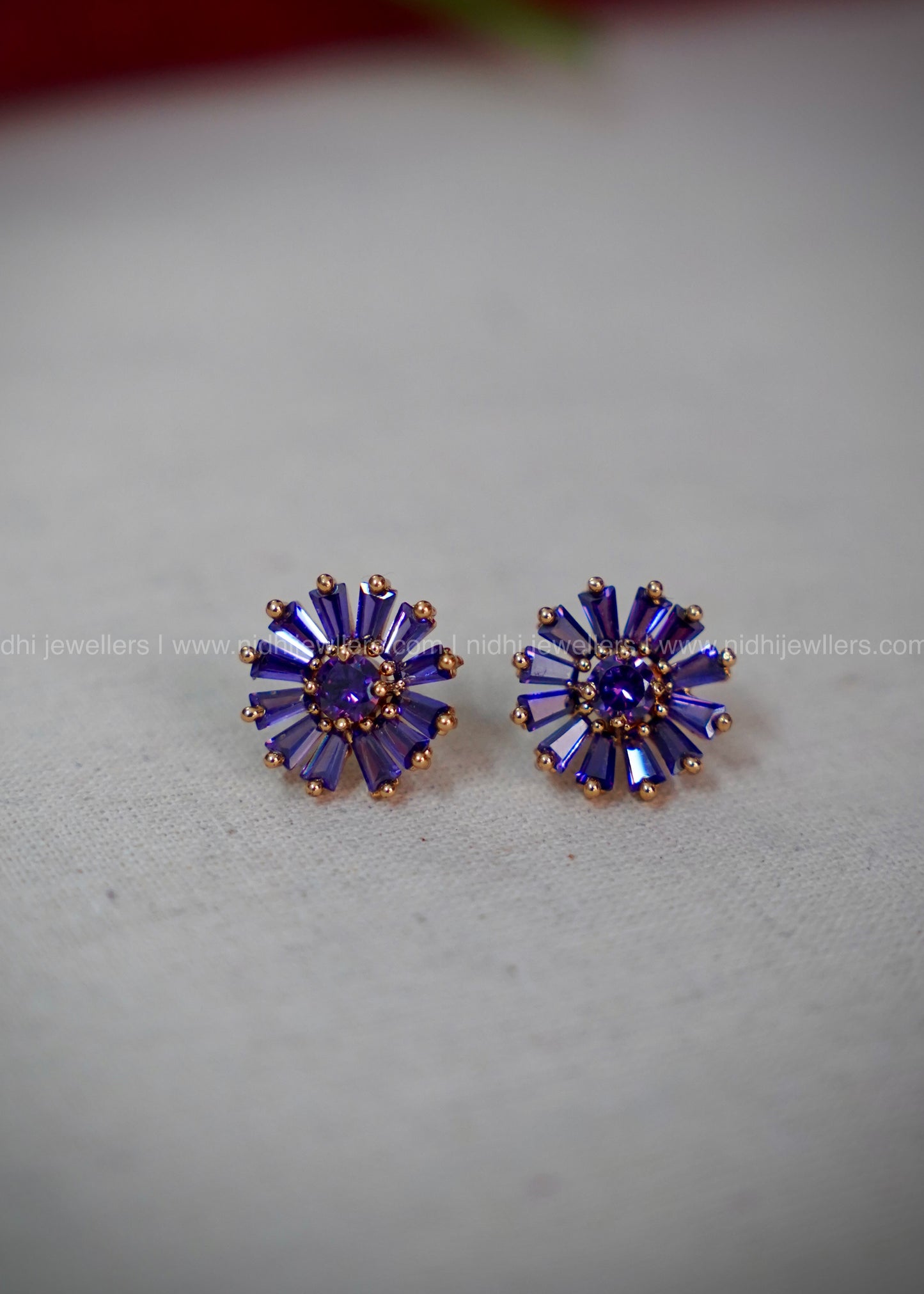 Daily ware Blue ad stone floral earring.