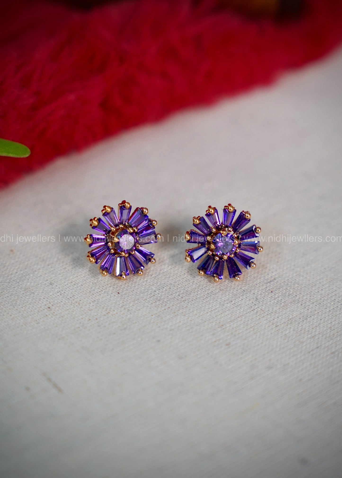 Daily ware Blue ad stone floral earring.