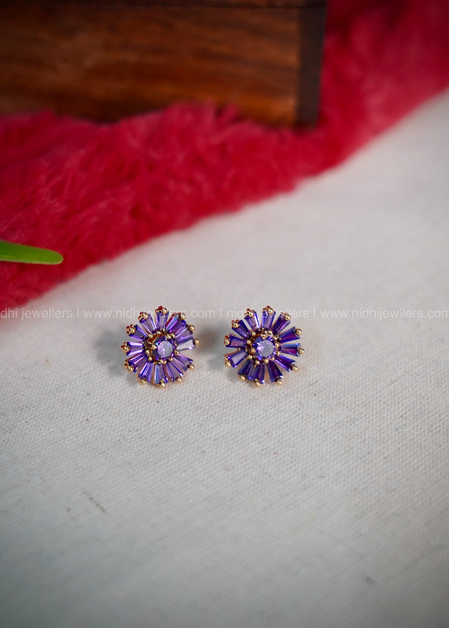 Daily ware Blue ad stone floral earring.