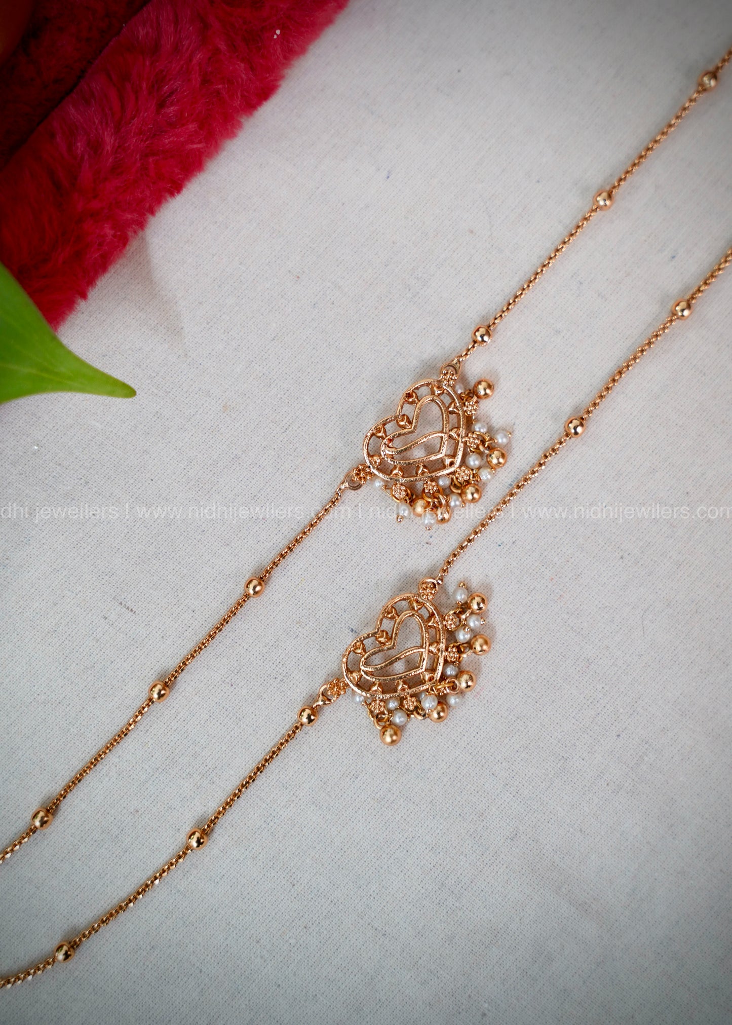 Heart shaped anklet with beads