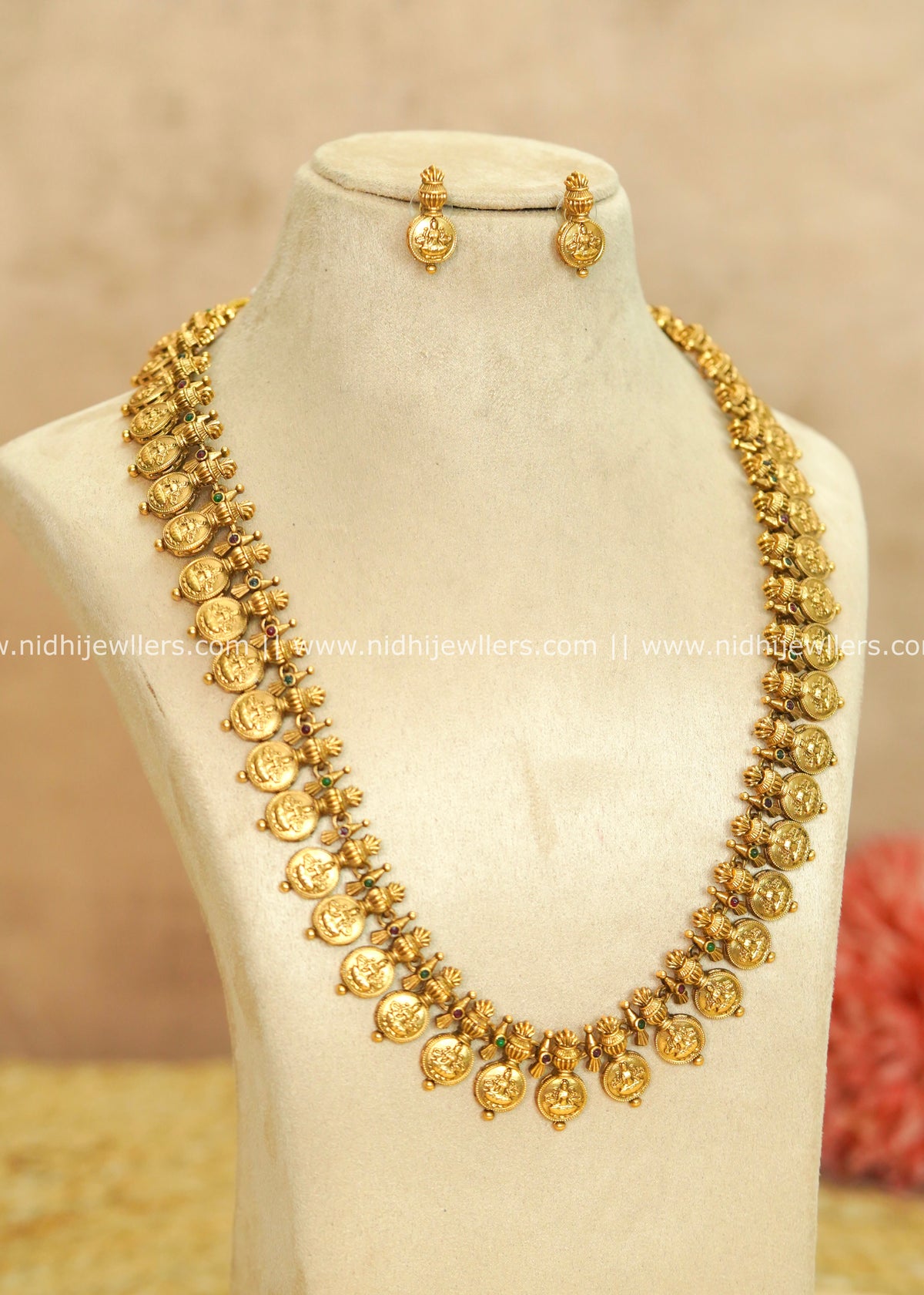 Regal Antique Goddess Lakshmi Coin Long Haram Set – Seetha