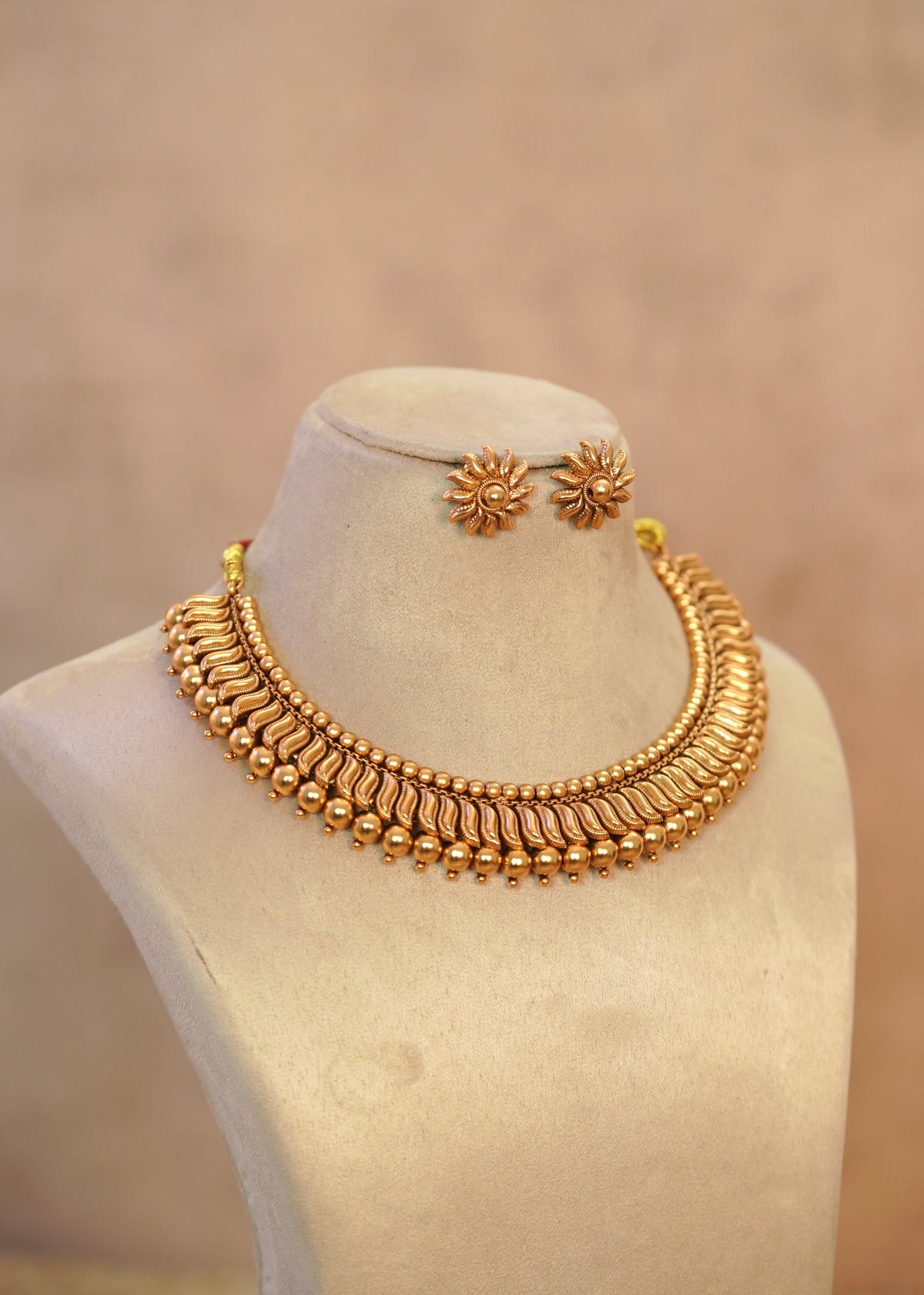 Traditional Panchaloha Heritage Ribbed Choker Set – Garima