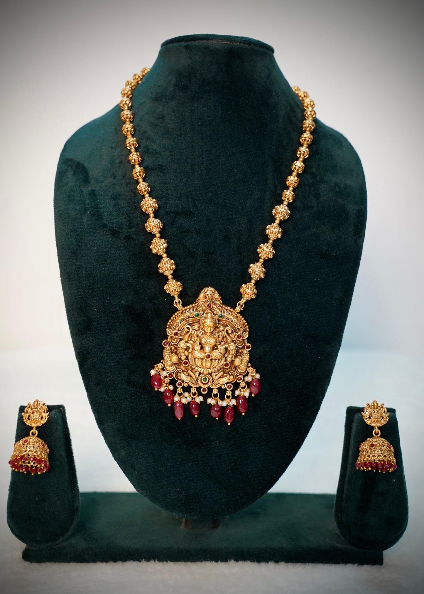 Premium Lakshmi haram with ruby Victorian beads