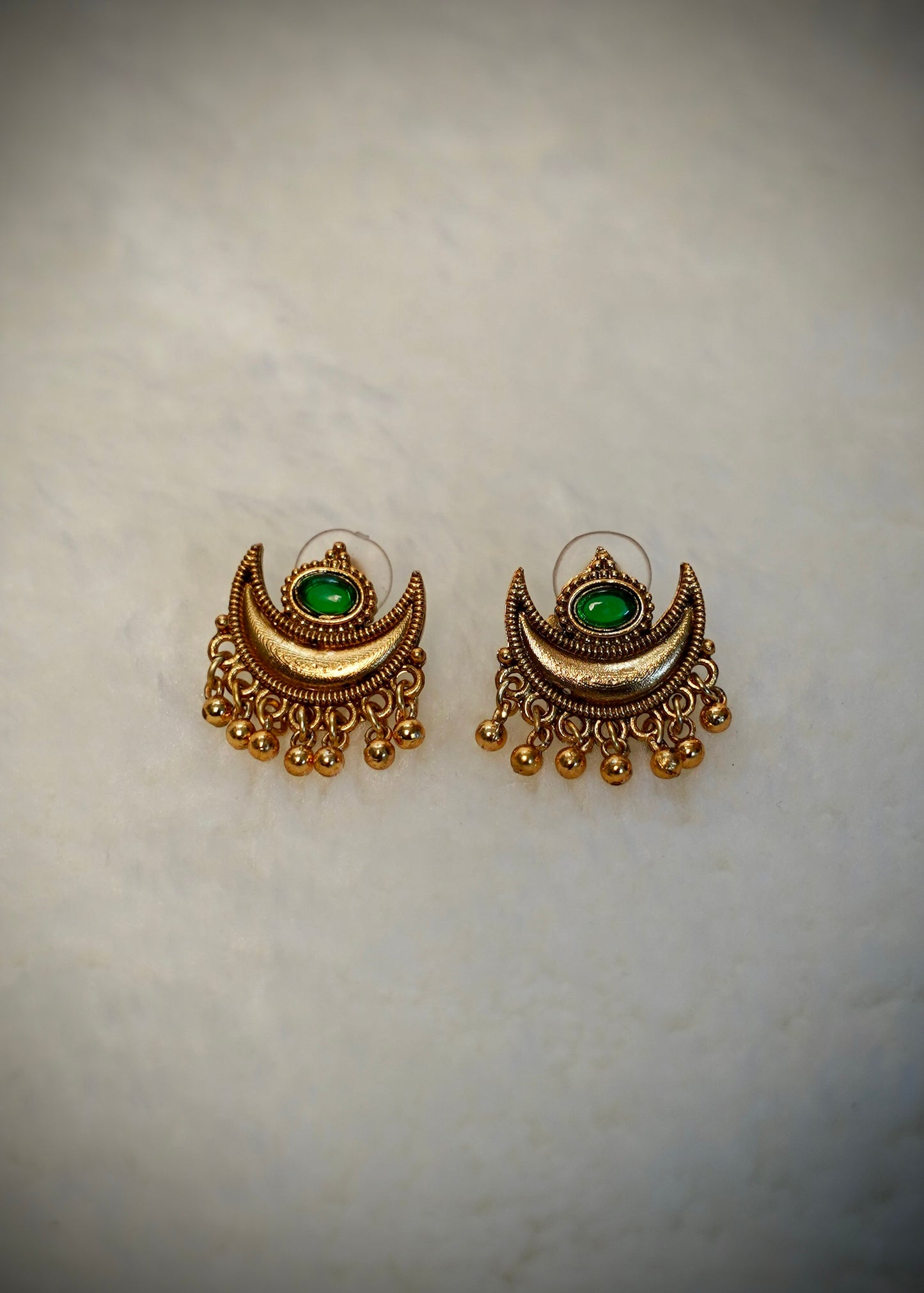 Traditional half moon Necklace -green