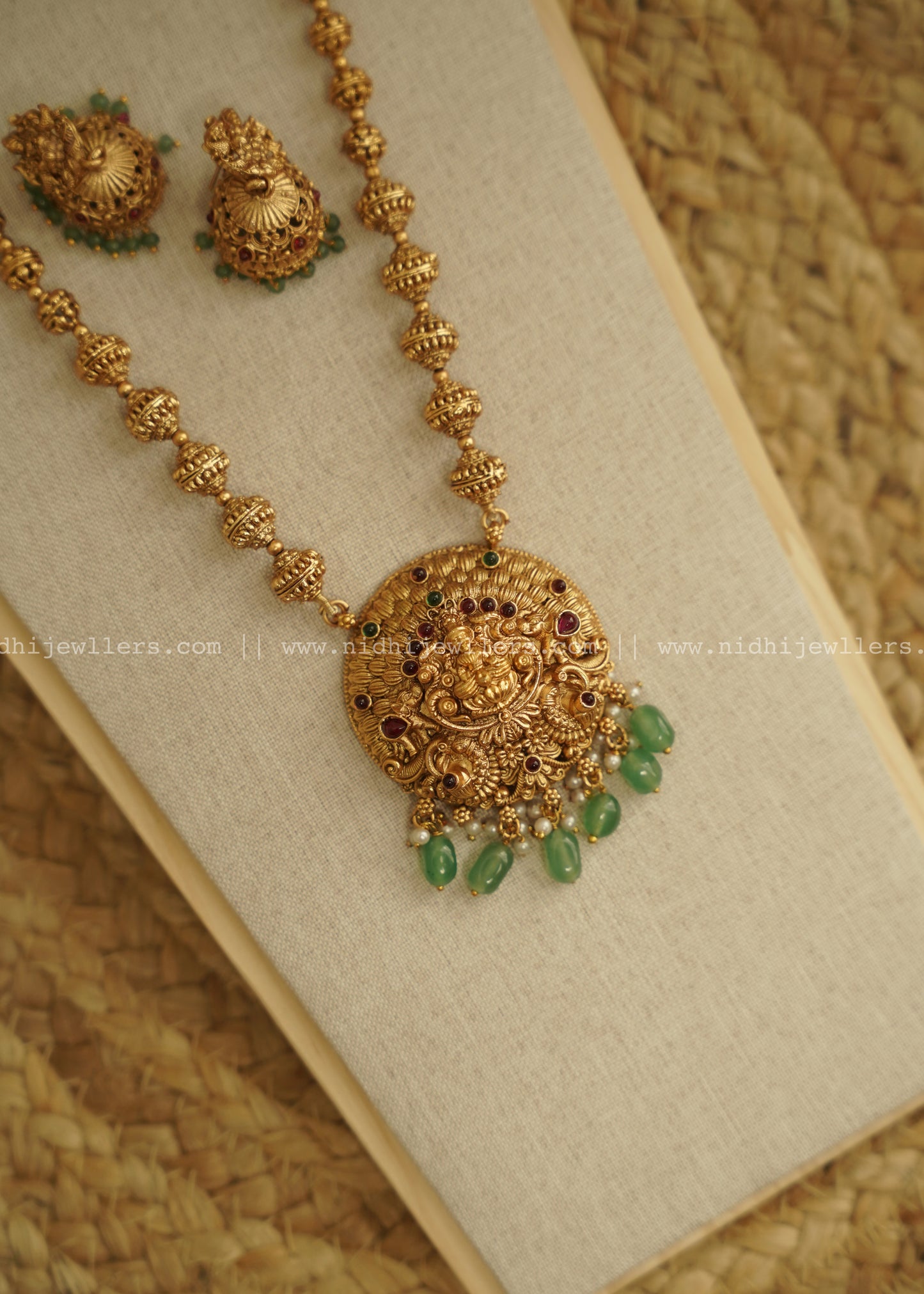 Lakshmi Ball Haram With Green Victorian Beads