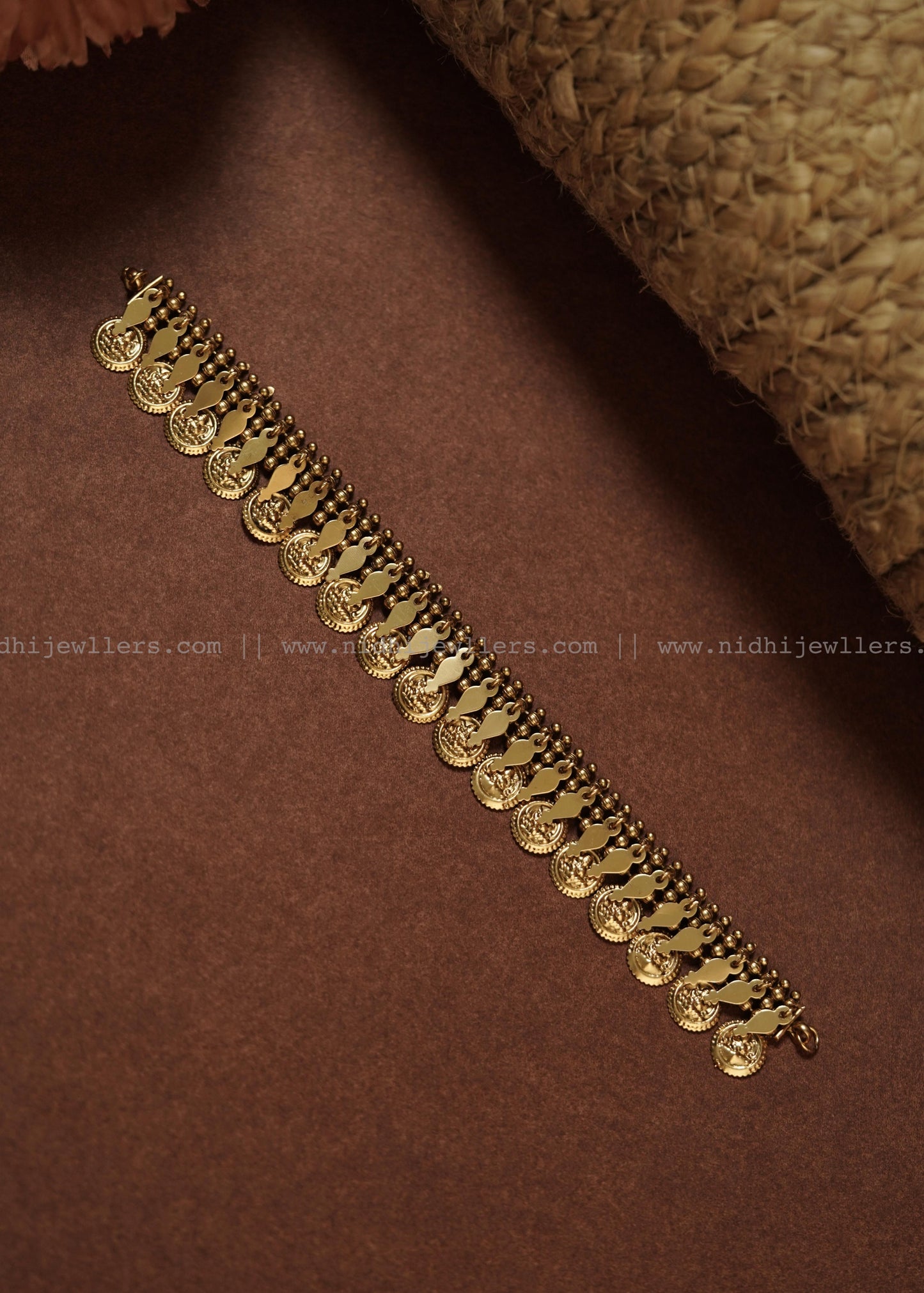 Antique Pure Gold-Tone Kasu Manga Fusion Choker Set (with Earrings)