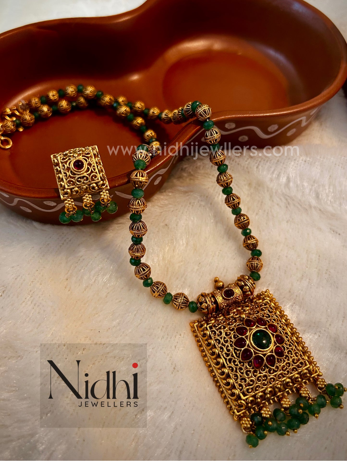 Green Stone Haram with earring