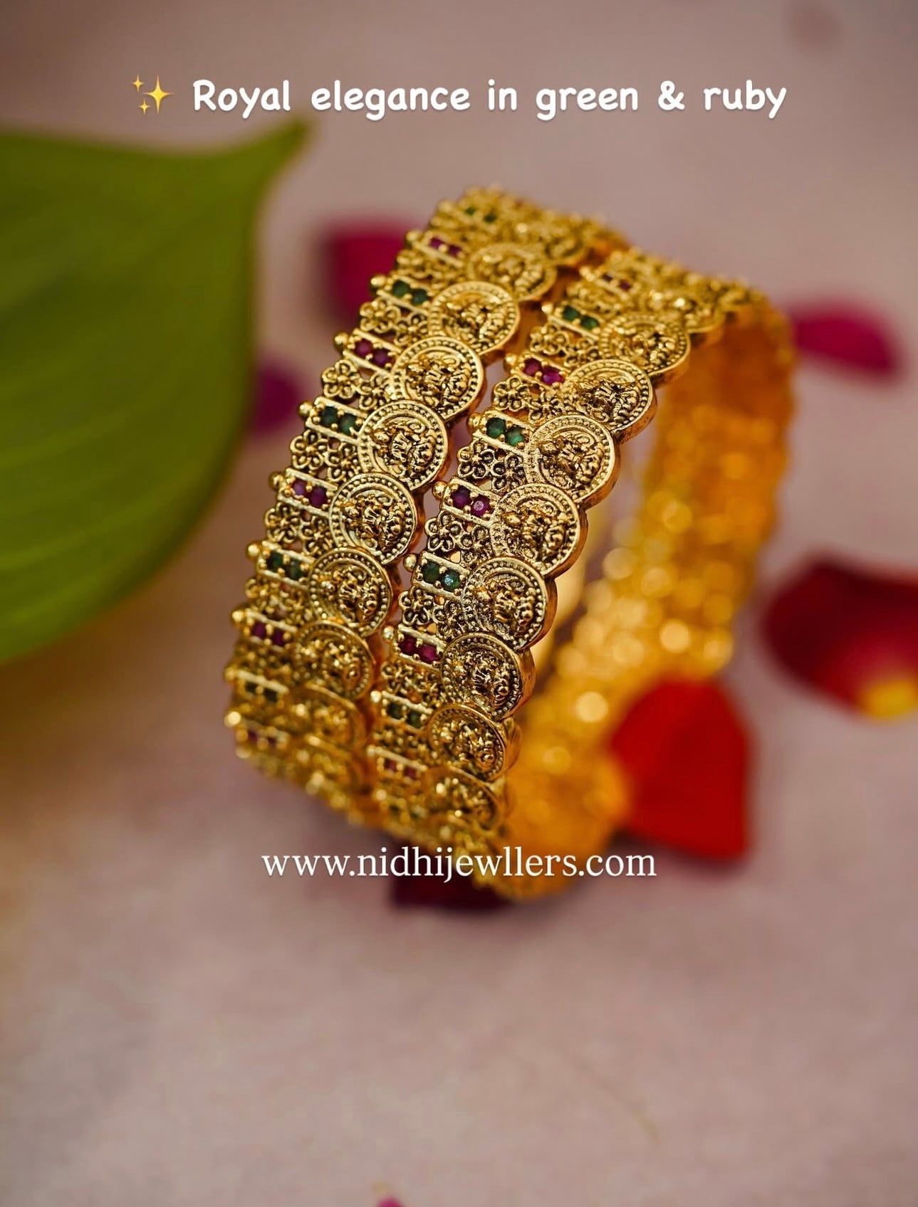 Premium coin multicoloured stone Bangles pair