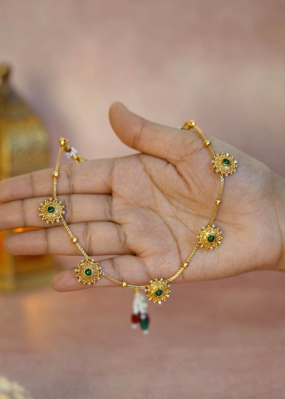 Antique floral choker red
