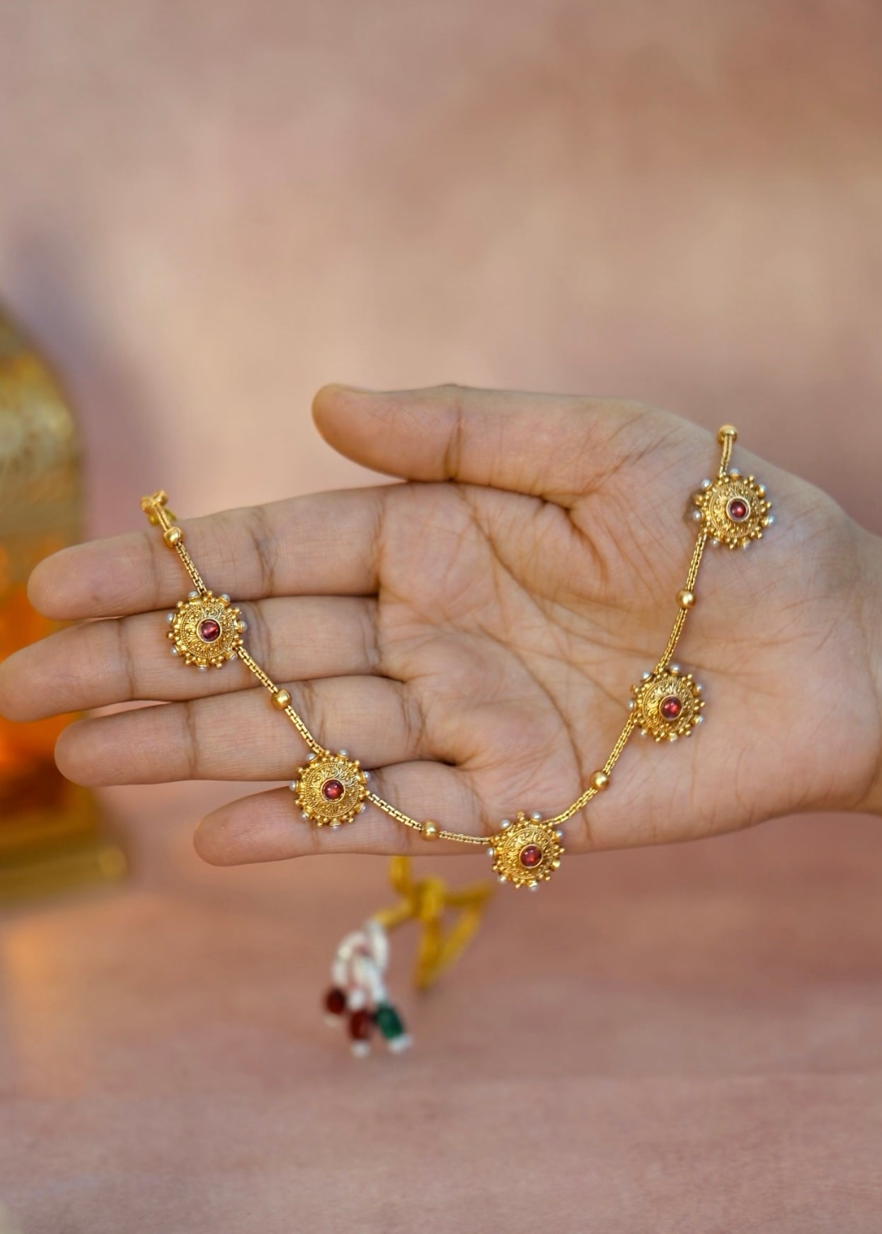 Antique floral choker red