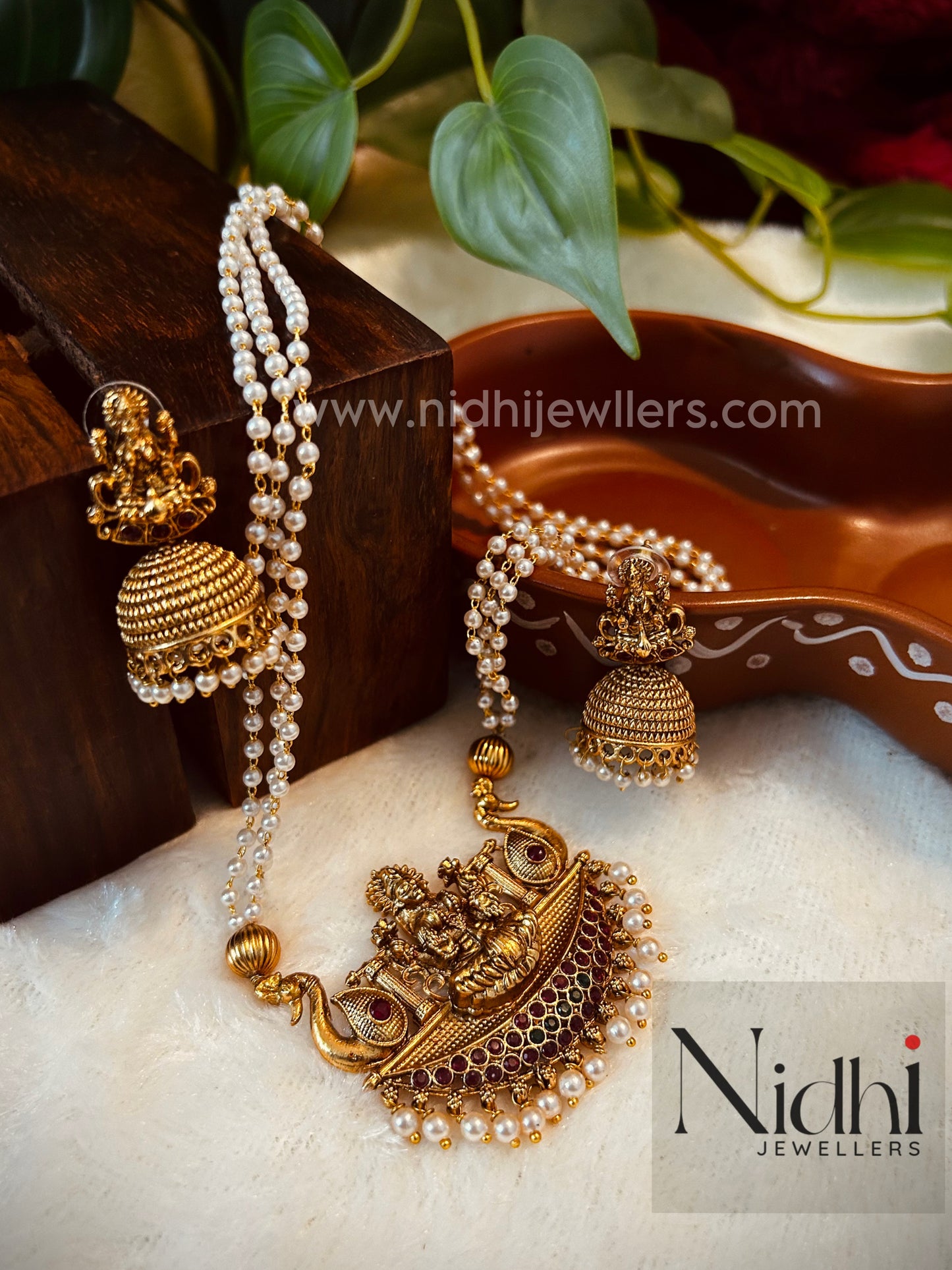 Layered Lakshmi Haram with earring