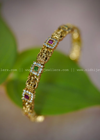 Premium Lakshmi with square multicoloured stone bangle