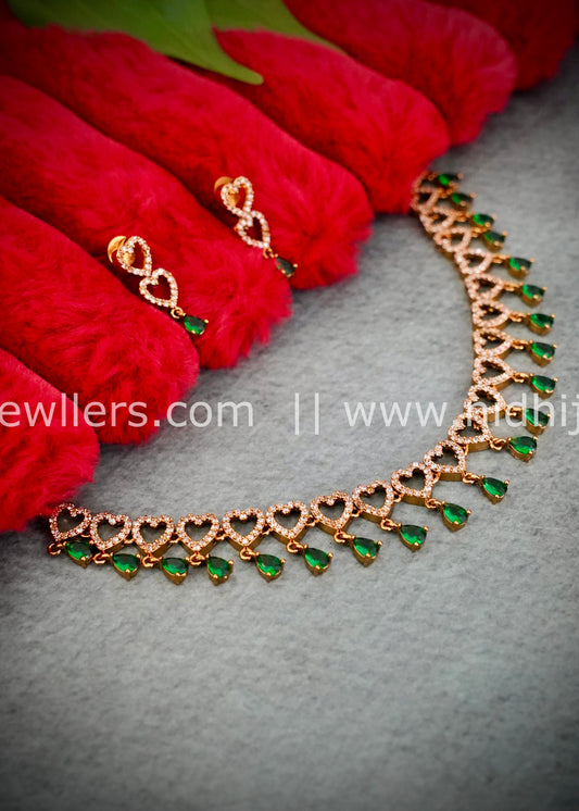 AD green stones premium necklace