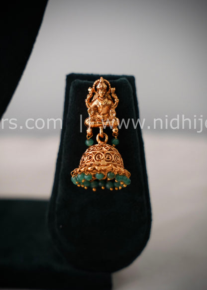 Premium Lakshmi haram with green beads
