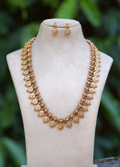 Grand Antique Goddess Lakshmi Kasu Mala Long Haram Set – Aardra