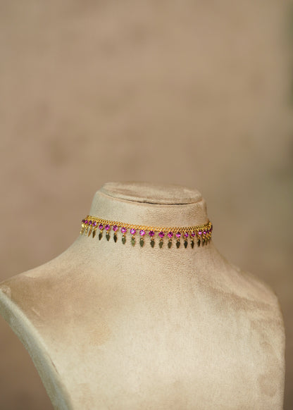 Ruby Stone Gold Plated Traditional Elakkathali Choker – Elina