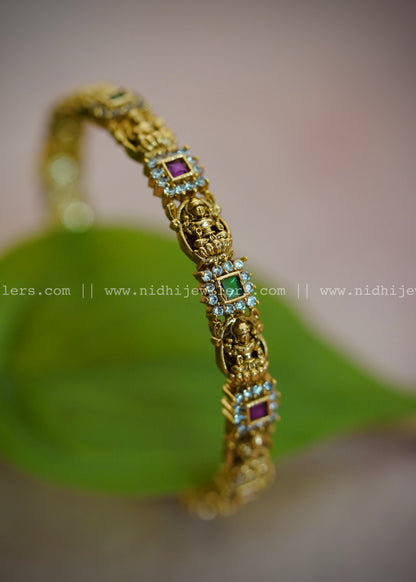 Premium Lakshmi with square multicoloured stone bangle