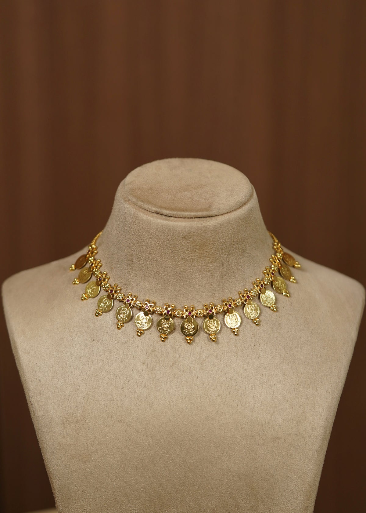 Gold Plated Goddess Lakshmi Kasu Short Necklace – Alli