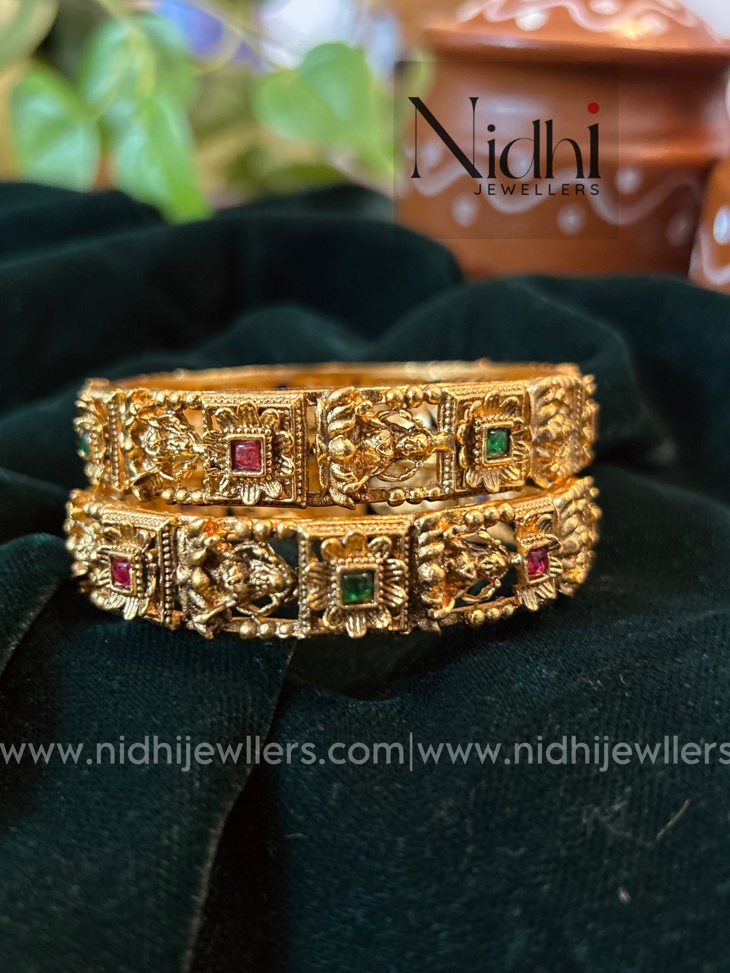 Lakshmi  stone Bangles 2 pieces (Temple collection)